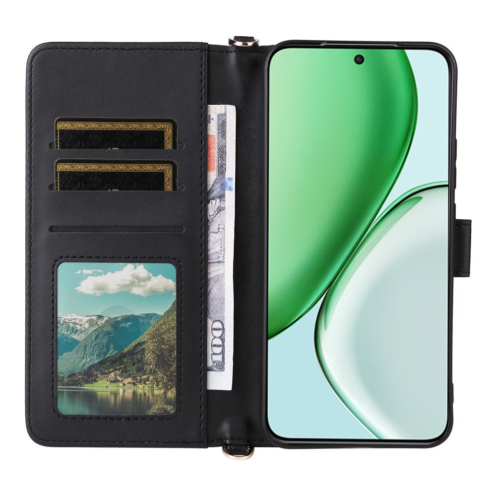 Étui portefeuille en cuir avec bandoulière/dragonne pour For Honor X9d 5G / X70 5G