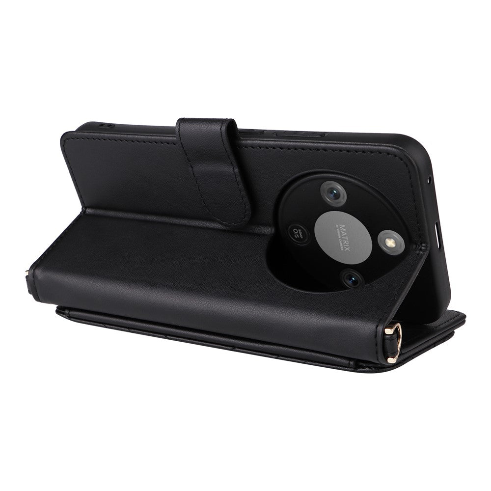 Étui portefeuille en cuir avec bandoulière/dragonne pour For Honor X9d 5G / X70 5G