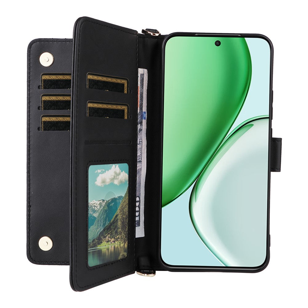 Étui portefeuille en cuir avec bandoulière/dragonne pour For Honor X9d 5G / X70 5G