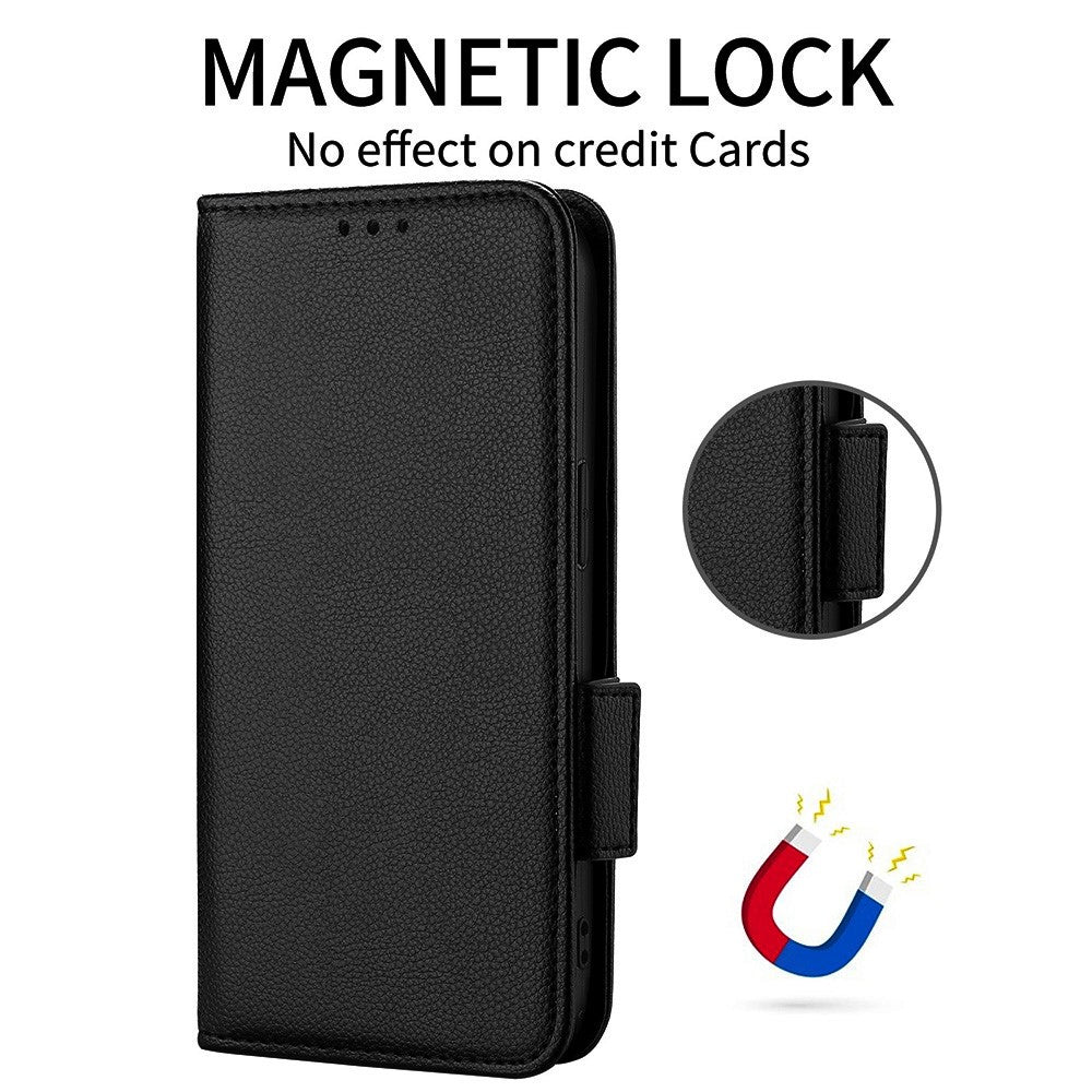 Étui portefeuille en cuir texturé litchi avec dragonne pour For Honor X9d 5G / X70 5G