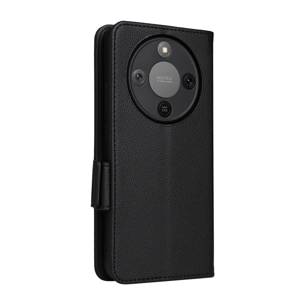 Étui portefeuille en cuir texturé litchi avec dragonne pour For Honor X9d 5G / X70 5G