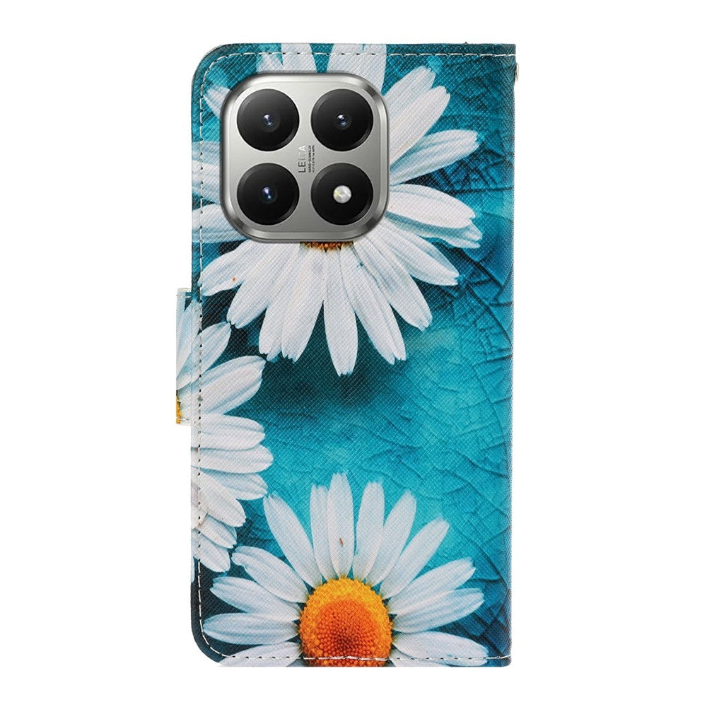 For Xiaomi 15T Case Pattern Printing Protective Leather Folio Phone Cover with Wrist Strap