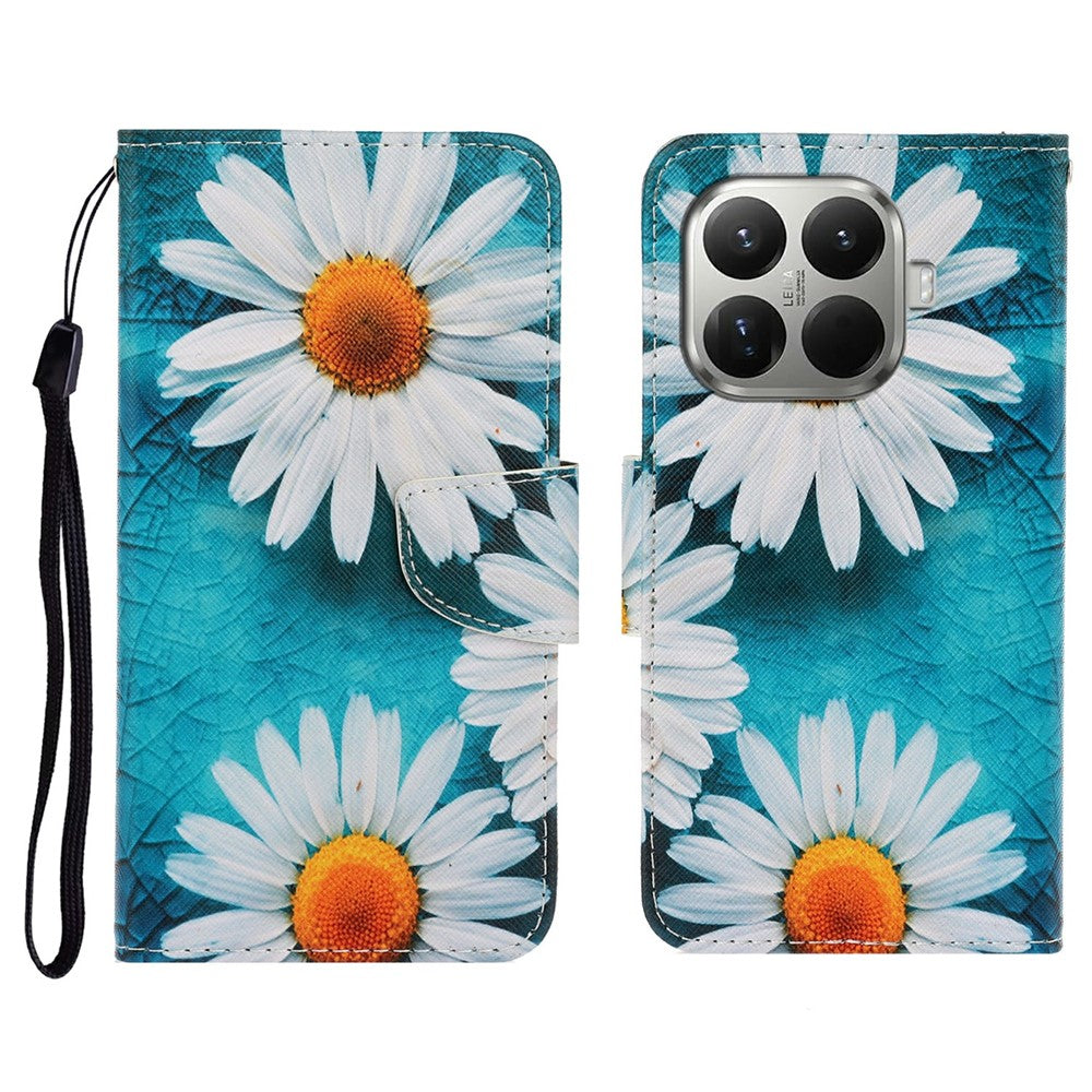 For Xiaomi 15T Pro Case Pattern Printing Protective Leather Folio Phone Cover with Wrist Strap