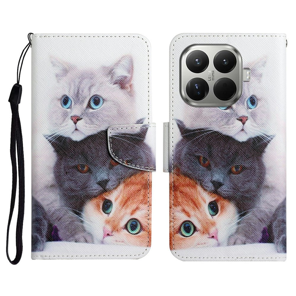 For Xiaomi 15T Pro Case Pattern Printing Protective Leather Folio Phone Cover with Wrist Strap