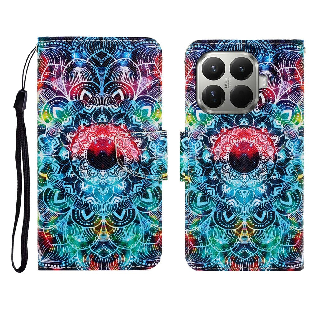 For Xiaomi 15T Pro Case Pattern Printing Protective Leather Folio Phone Cover with Wrist Strap