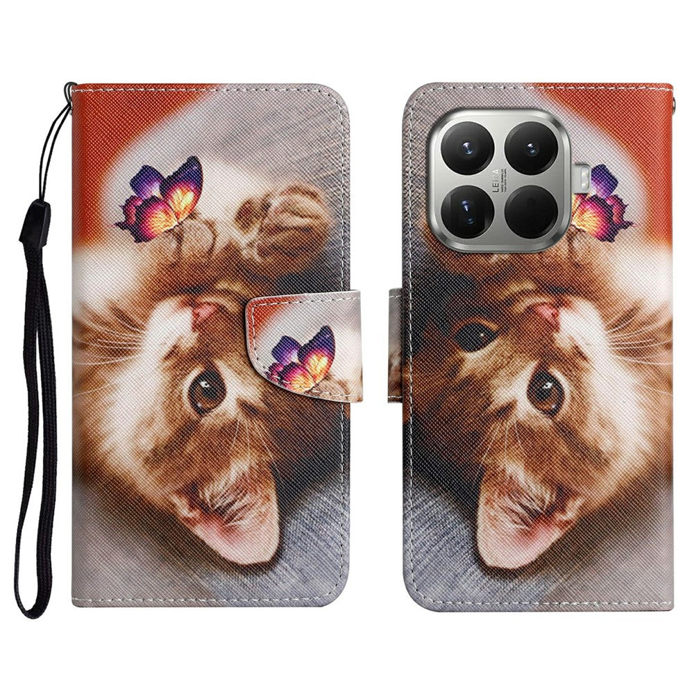 For Xiaomi 15T Pro Case Pattern Printing Protective Leather Folio Phone Cover with Wrist Strap