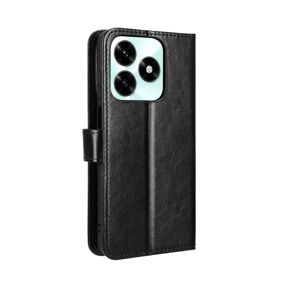 For Honor X5c Plus 4G PU Leather Case with Strap Crazy Horse Texture Phone Wallet Cover