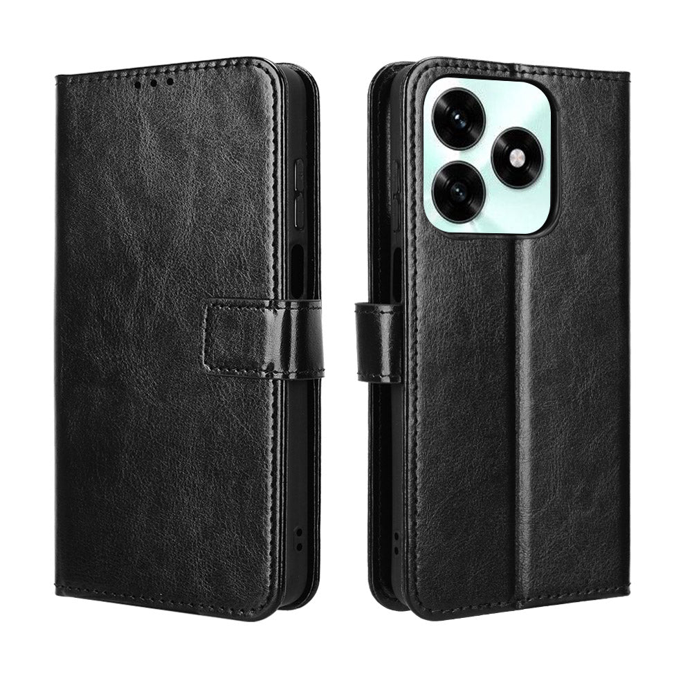 For Honor X5c Plus 4G PU Leather Case with Strap Crazy Horse Texture Phone Wallet Cover