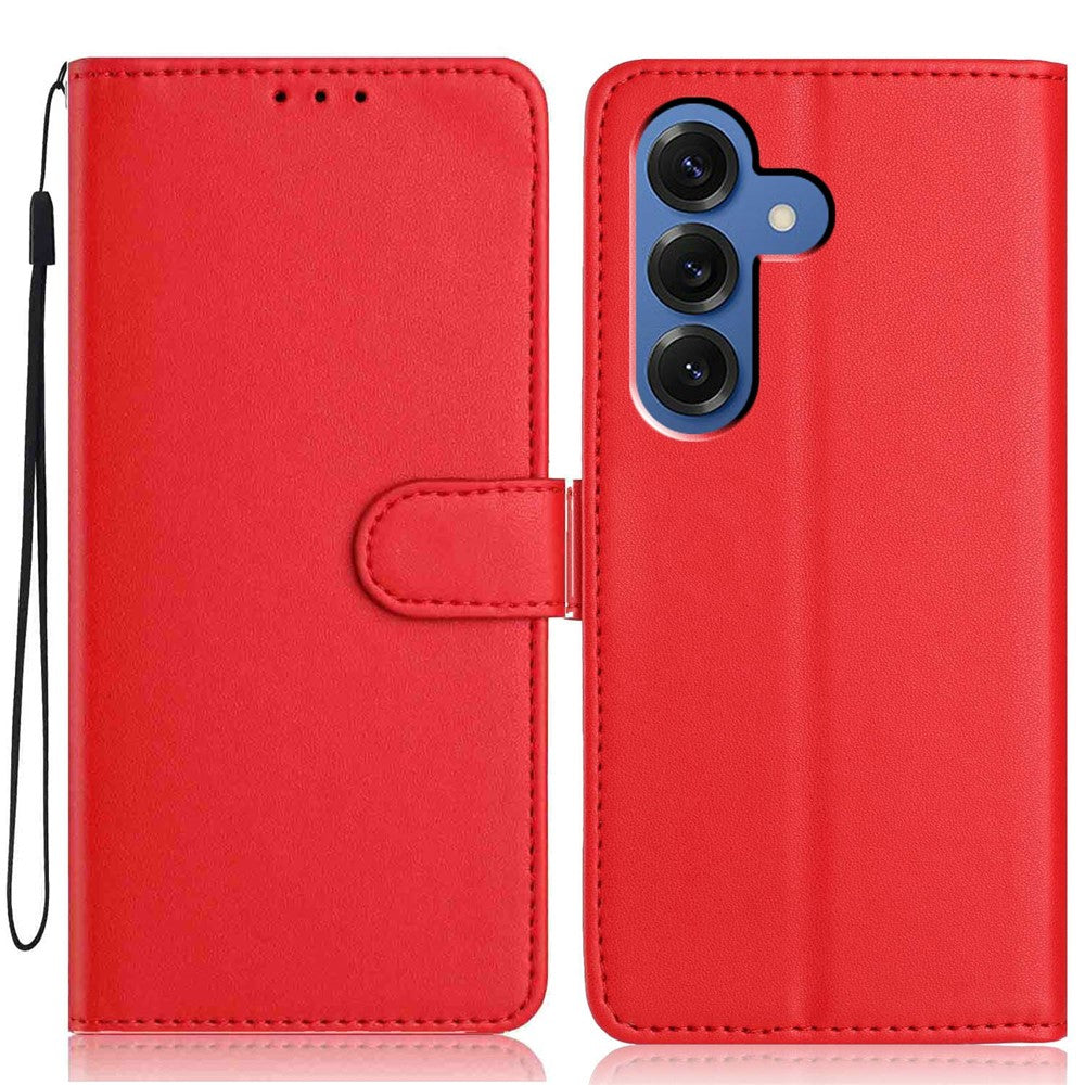 For Samsung Galaxy S26 / S26 Pro Wallet Case with Strap / Multiple Card Slots Solid Color Leather Stand Phone Cover