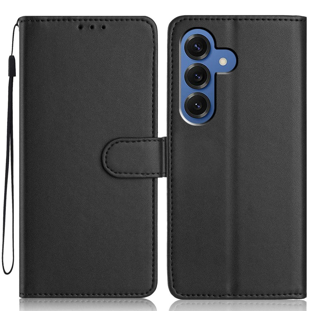 For Samsung Galaxy S26 / S26 Pro Wallet Case with Strap / Multiple Card Slots Solid Color Leather Stand Phone Cover