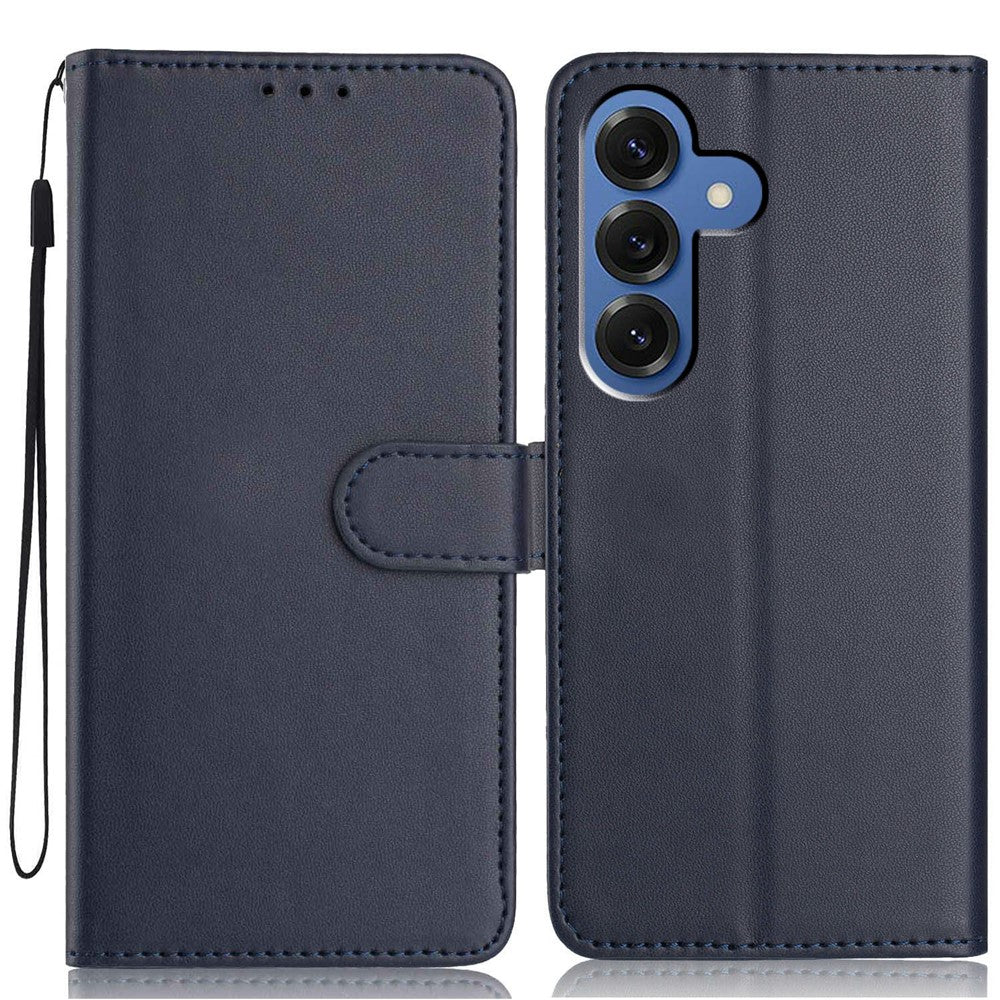 For Samsung Galaxy S26 / S26 Pro Wallet Case with Strap / Multiple Card Slots Solid Color Leather Stand Phone Cover