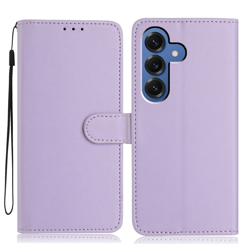 For Samsung Galaxy S26 / S26 Pro Wallet Case with Strap / Multiple Card Slots Solid Color Leather Stand Phone Cover
