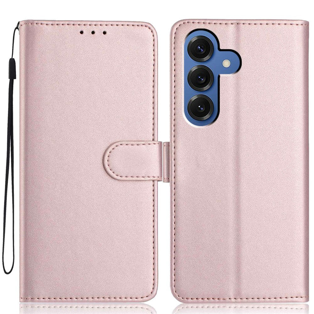 For Samsung Galaxy S26 / S26 Pro Wallet Case with Strap / Multiple Card Slots Solid Color Leather Stand Phone Cover