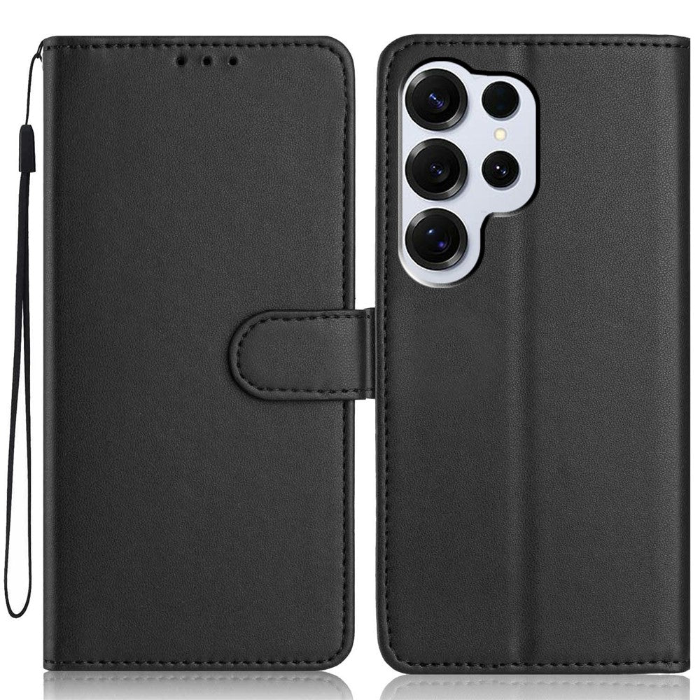 For Samsung Galaxy S26 Ultra Wallet Case with Strap  /  Multiple Card Slots Solid Color Leather Stand Phone Cover