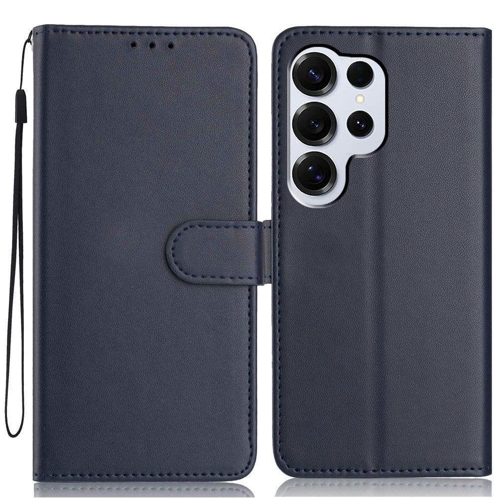 For Samsung Galaxy S26 Ultra Wallet Case with Strap  /  Multiple Card Slots Solid Color Leather Stand Phone Cover