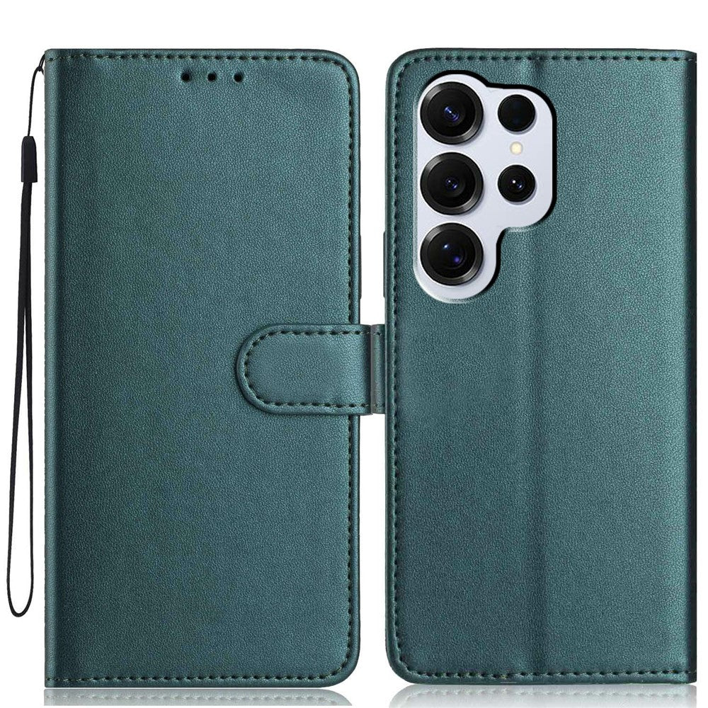 Étui portefeuille pour Samsung Galaxy S26 Ultra avec bandoulière / plusieurs emplacements pour cartes, couleur unie, en cuir, avec support.