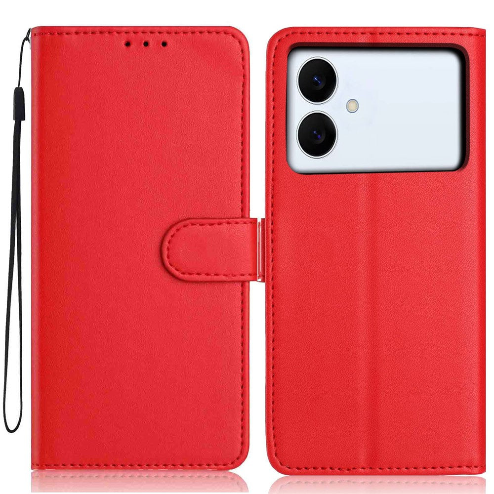 For Samsung Galaxy S26 Edge Wallet Case with Strap  /  Multiple Card Slots Solid Color Leather Stand Phone Cover