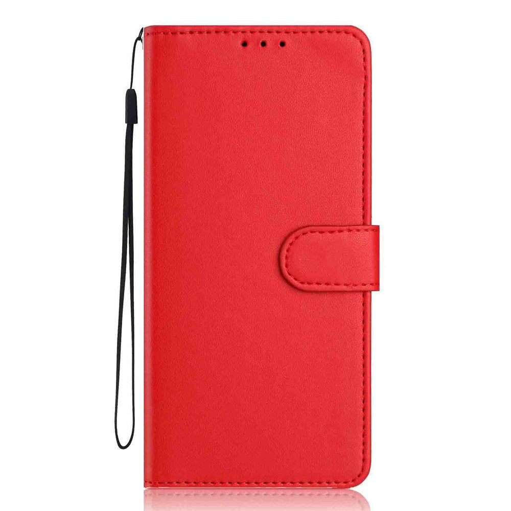 For Samsung Galaxy S26 Edge Wallet Case with Strap  /  Multiple Card Slots Solid Color Leather Stand Phone Cover