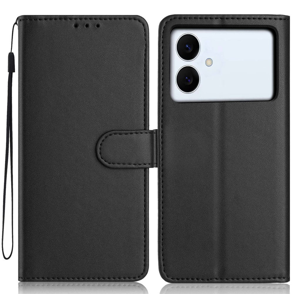 For Samsung Galaxy S26 Edge Wallet Case with Strap  /  Multiple Card Slots Solid Color Leather Stand Phone Cover