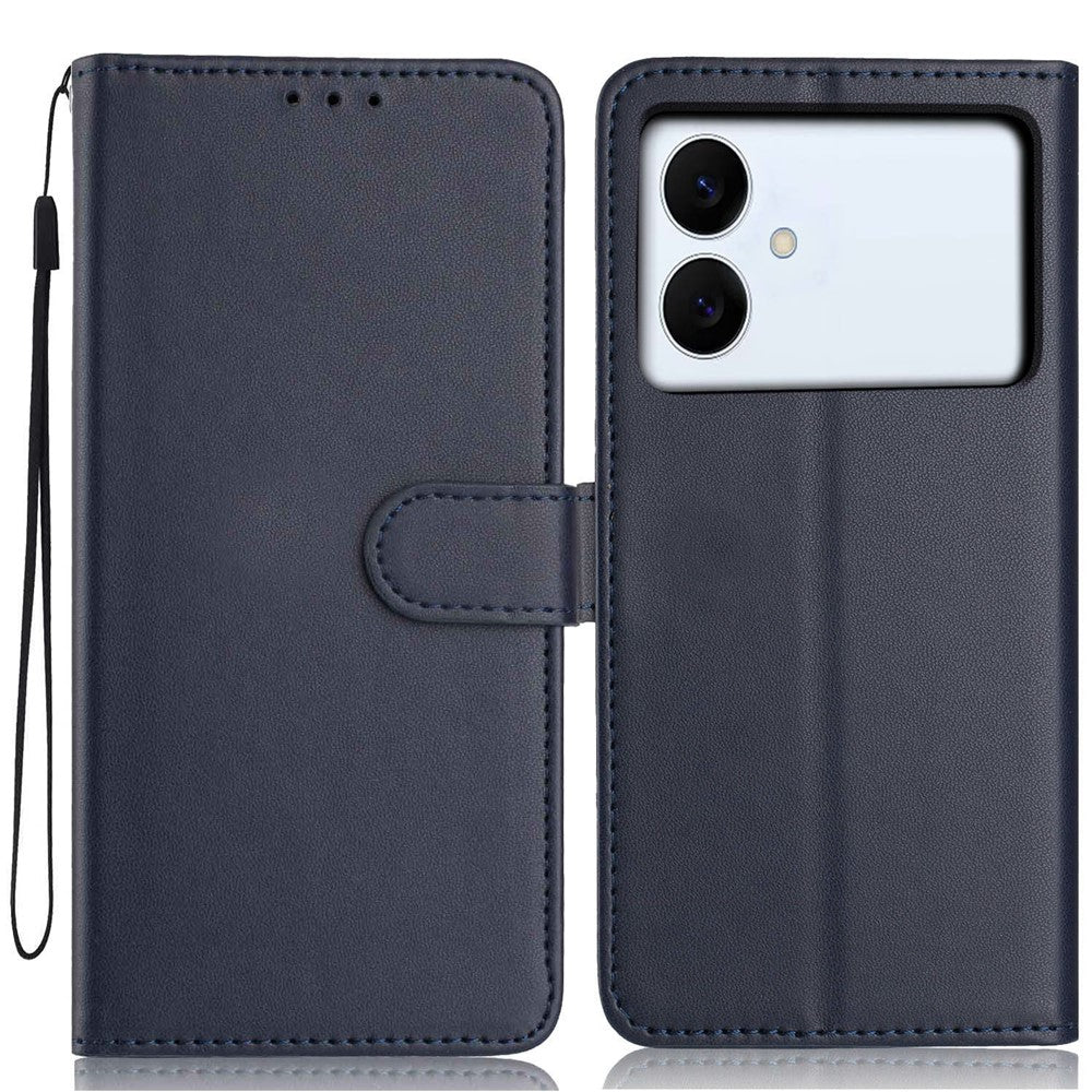 For Samsung Galaxy S26 Edge Wallet Case with Strap  /  Multiple Card Slots Solid Color Leather Stand Phone Cover