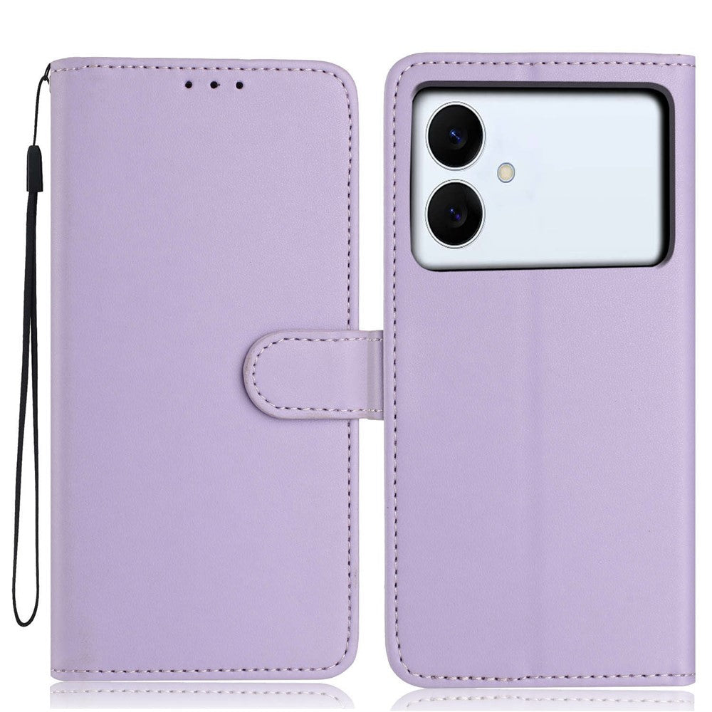 Funda tipo cartera para Samsung Galaxy S26 Edge con correa, múltiples ranuras para tarjetas, funda de cuero de color sólido con soporte.