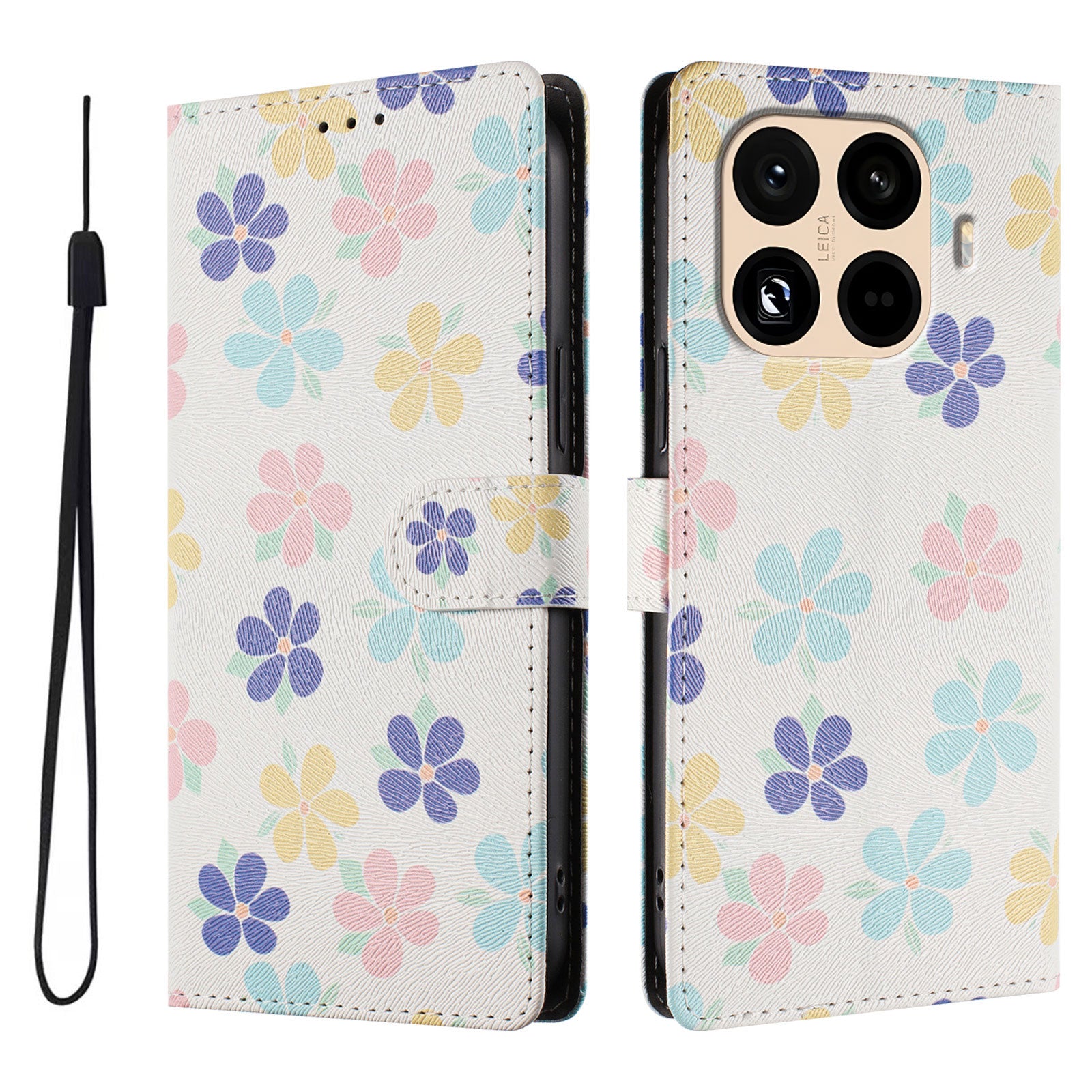 For Xiaomi 15T Pro Case Pattern Print PU Leather Wallet Phone Cover with Wrist Strap