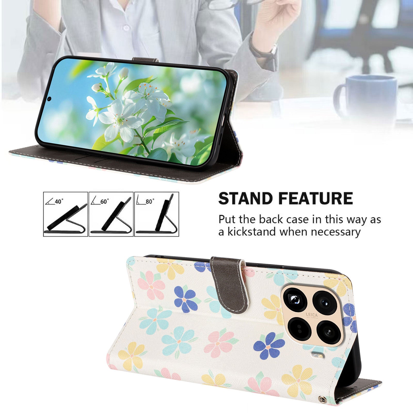 For Xiaomi 15T Pro Case Pattern Print PU Leather Wallet Phone Cover with Wrist Strap