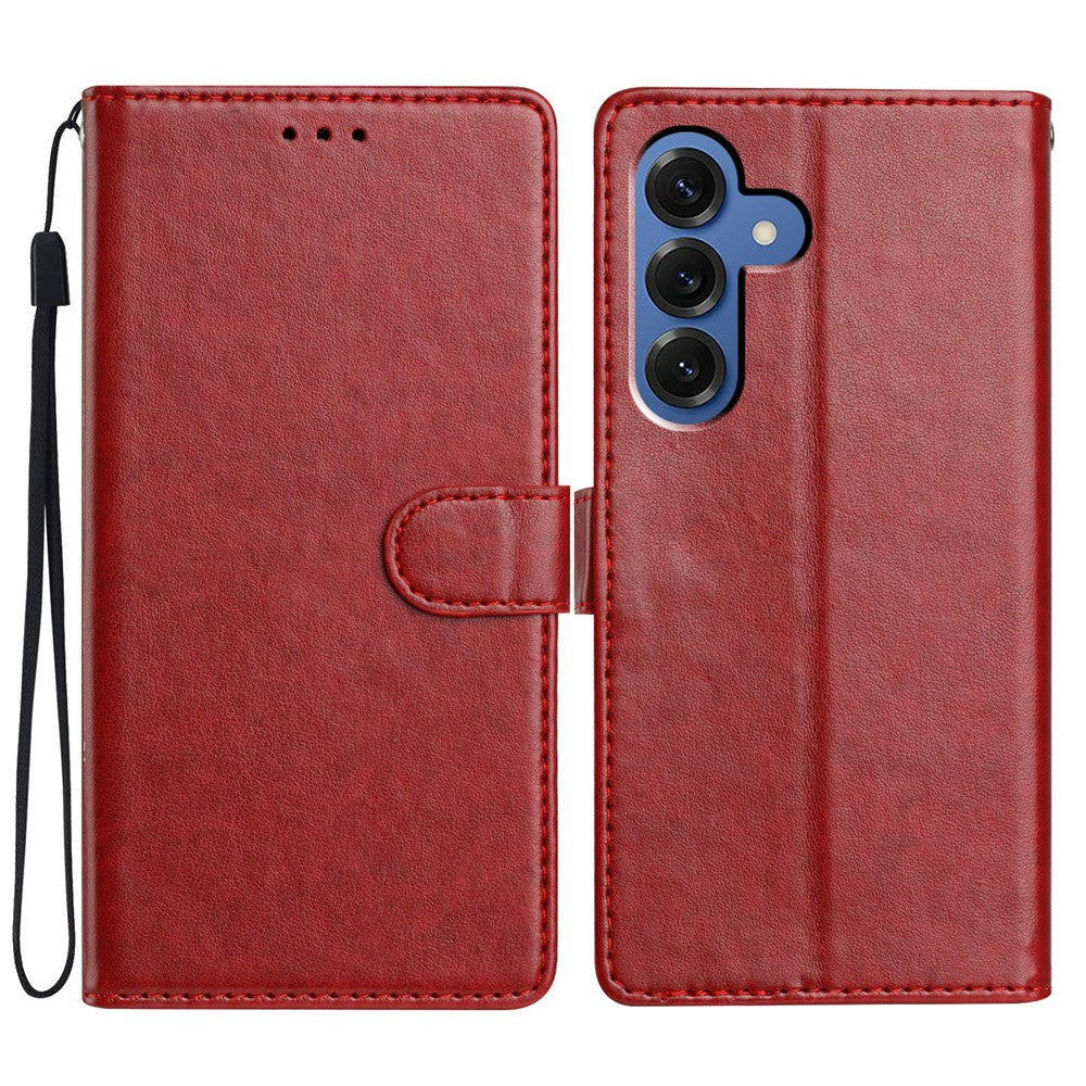 For Samsung Galaxy S26 / S26 Pro Leather Case Wallet Stand Phone Cover with Handy Strap