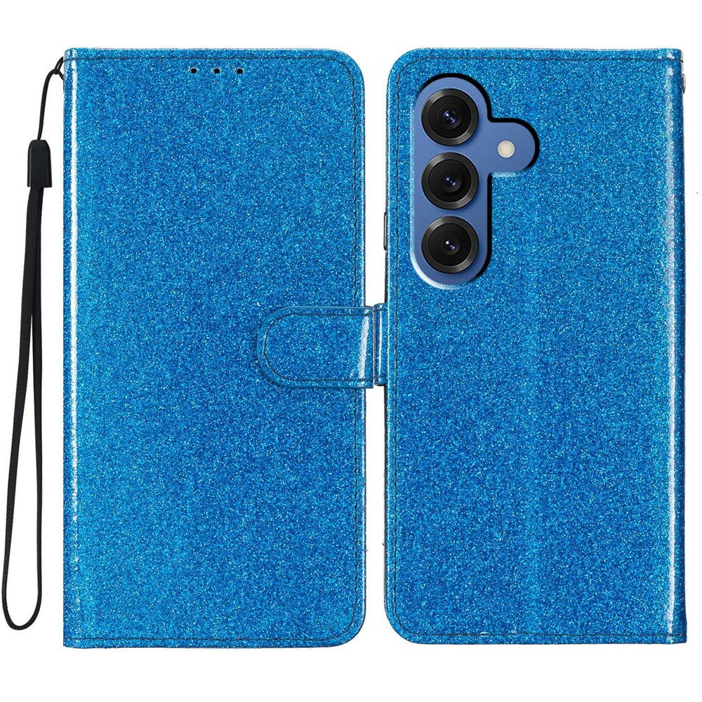 For Samsung Galaxy S26 / S26 Pro Wallet Case Glitter Anti-Scratch Leather Stand Phone Cover with Strap