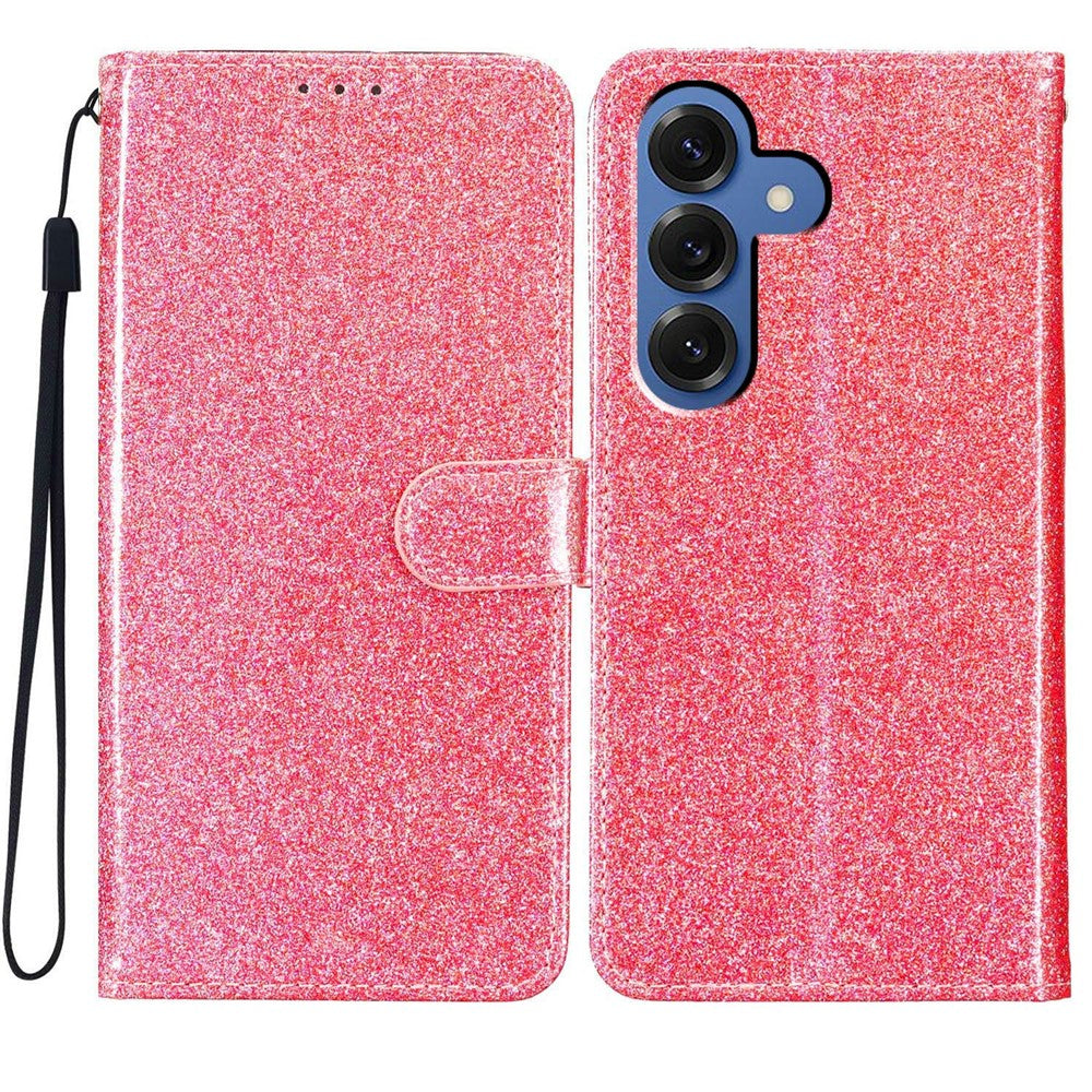For Samsung Galaxy S26 / S26 Pro Wallet Case Glitter Anti-Scratch Leather Stand Phone Cover with Strap