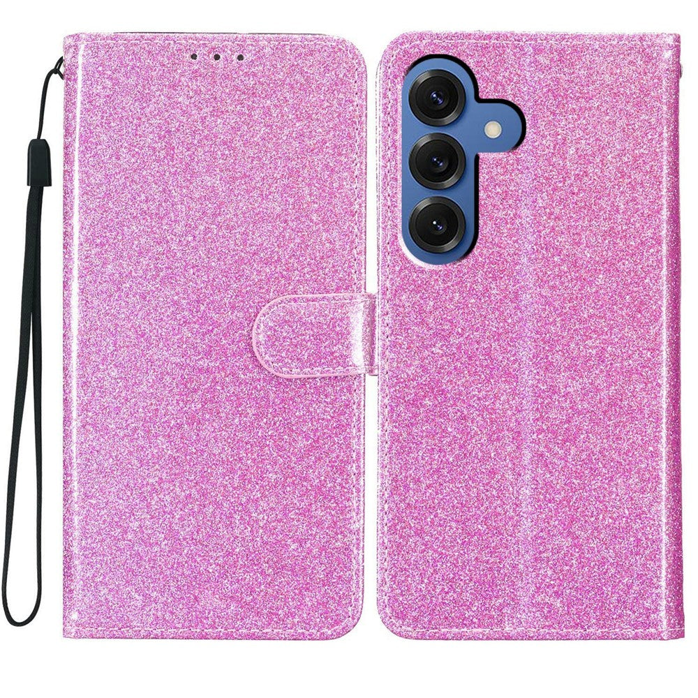 For Samsung Galaxy S26 / S26 Pro Wallet Case Glitter Anti-Scratch Leather Stand Phone Cover with Strap