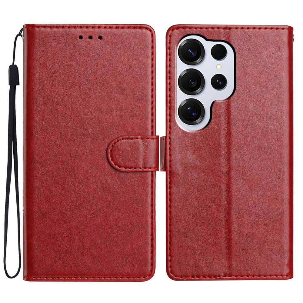 For Samsung Galaxy S26 Ultra Leather Case Wallet Stand Phone Cover with Handy Strap