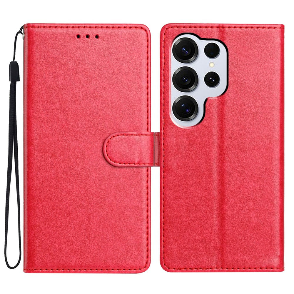 For Samsung Galaxy S26 Ultra Leather Case Wallet Stand Phone Cover with Handy Strap
