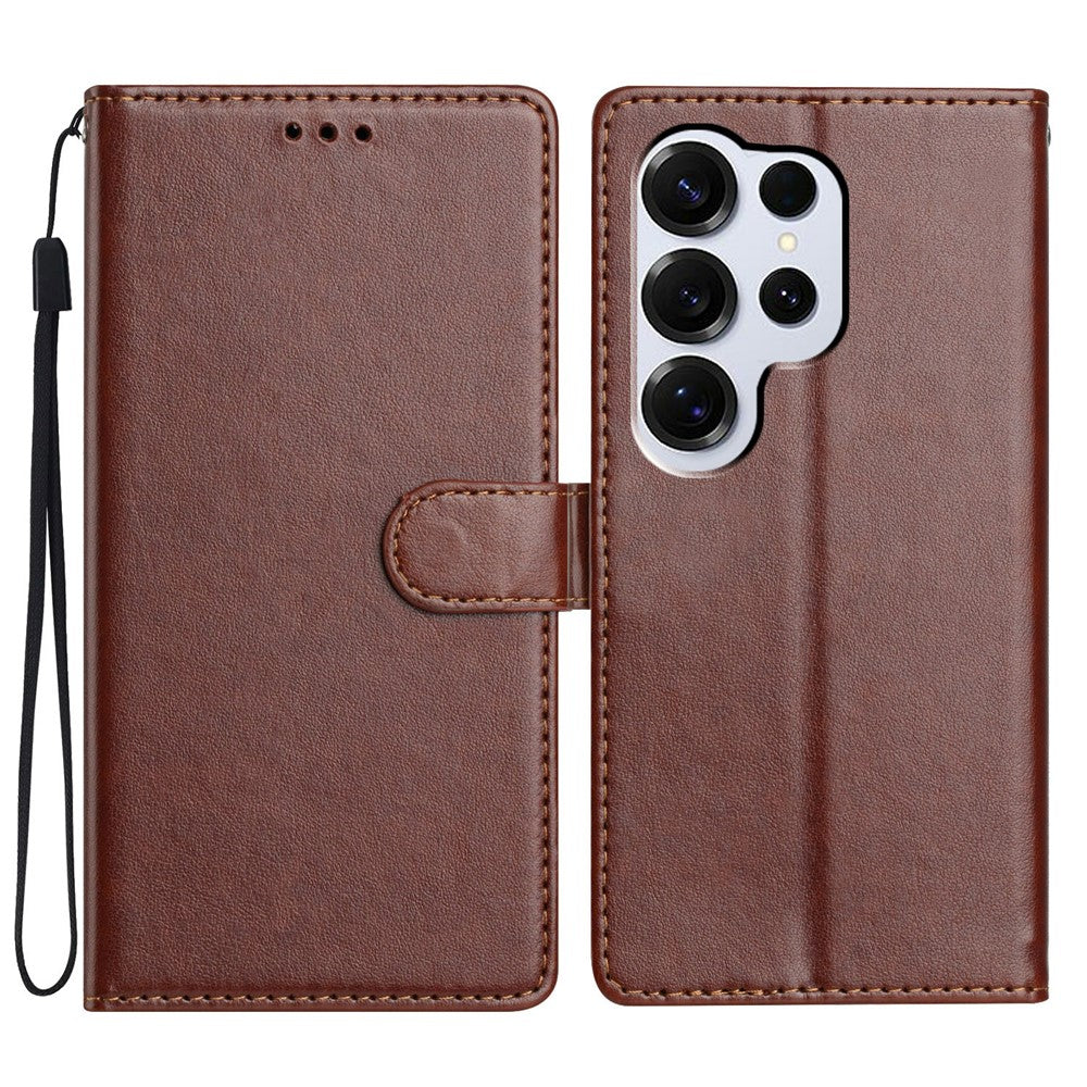 For Samsung Galaxy S26 Ultra Leather Case Wallet Stand Phone Cover with Handy Strap