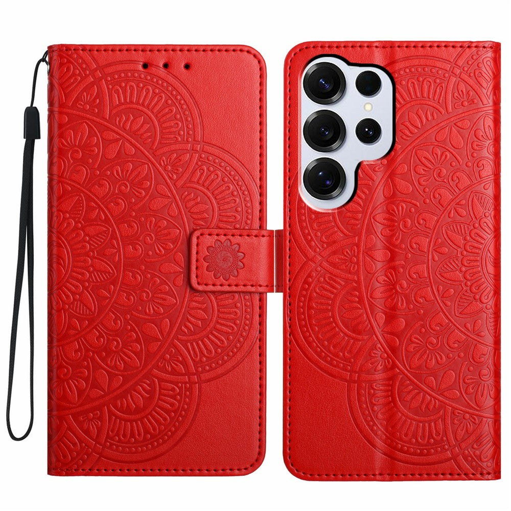 For Samsung Galaxy S26 Ultra Leather Case with Card Slots Mandala Pattern Phone Cover Stand