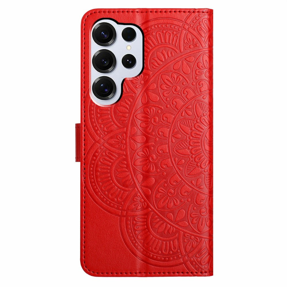 For Samsung Galaxy S26 Ultra Leather Case with Card Slots Mandala Pattern Phone Cover Stand