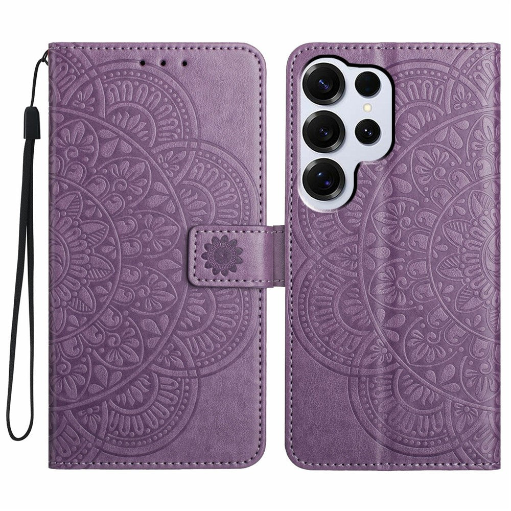 For Samsung Galaxy S26 Ultra Leather Case with Card Slots Mandala Pattern Phone Cover Stand
