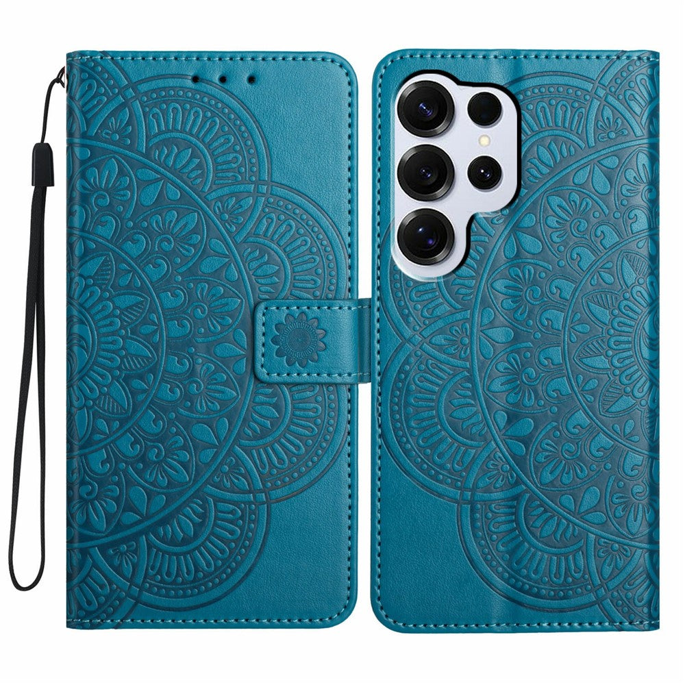 For Samsung Galaxy S26 Ultra Leather Case with Card Slots Mandala Pattern Phone Cover Stand