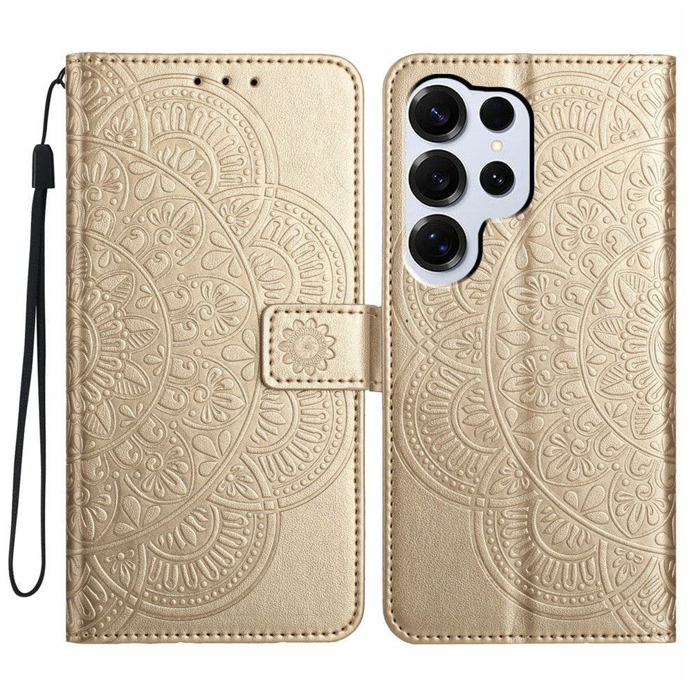 For Samsung Galaxy S26 Ultra Leather Case with Card Slots Mandala Pattern Phone Cover Stand