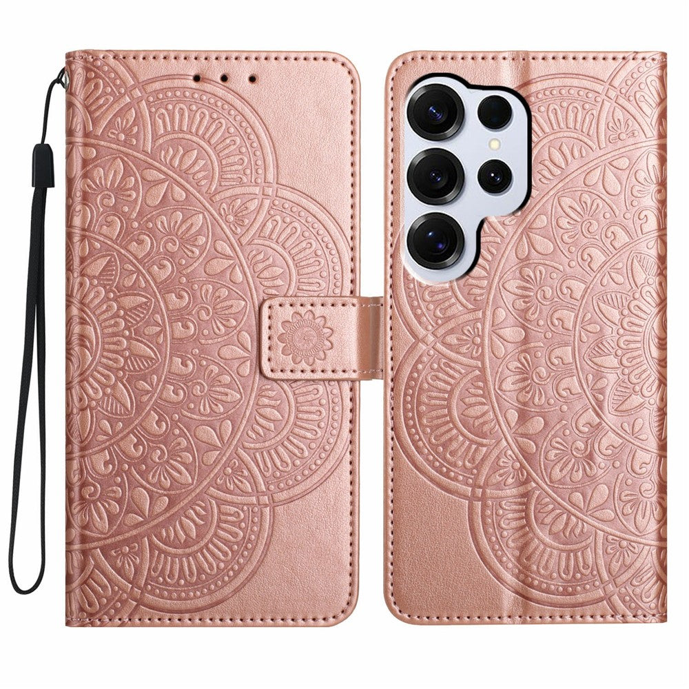 For Samsung Galaxy S26 Ultra Leather Case with Card Slots Mandala Pattern Phone Cover Stand