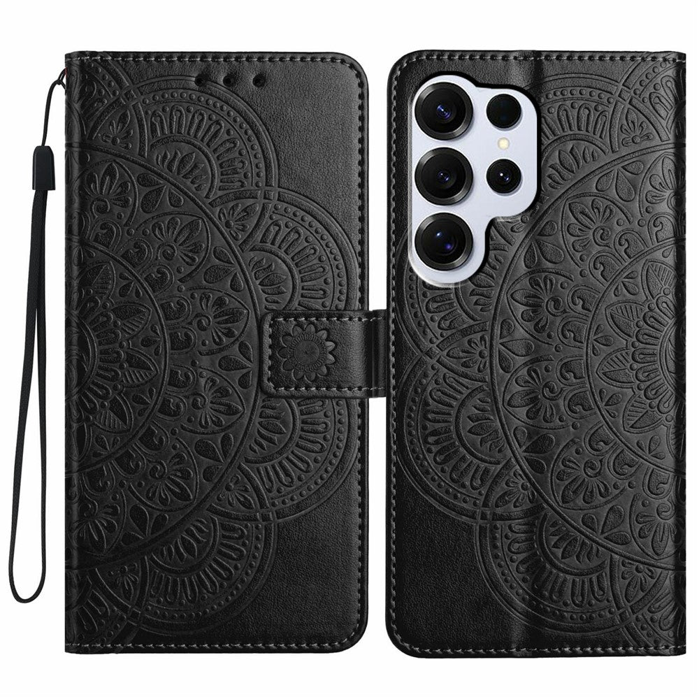 For Samsung Galaxy S26 Ultra Leather Case with Card Slots Mandala Pattern Phone Cover Stand