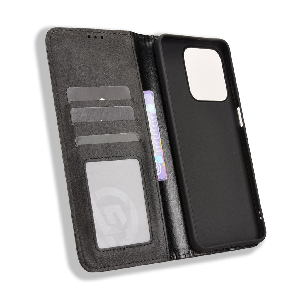 For Honor X5c Plus 4G Leather Case Wallet Stand Retro Texture Phone Cover