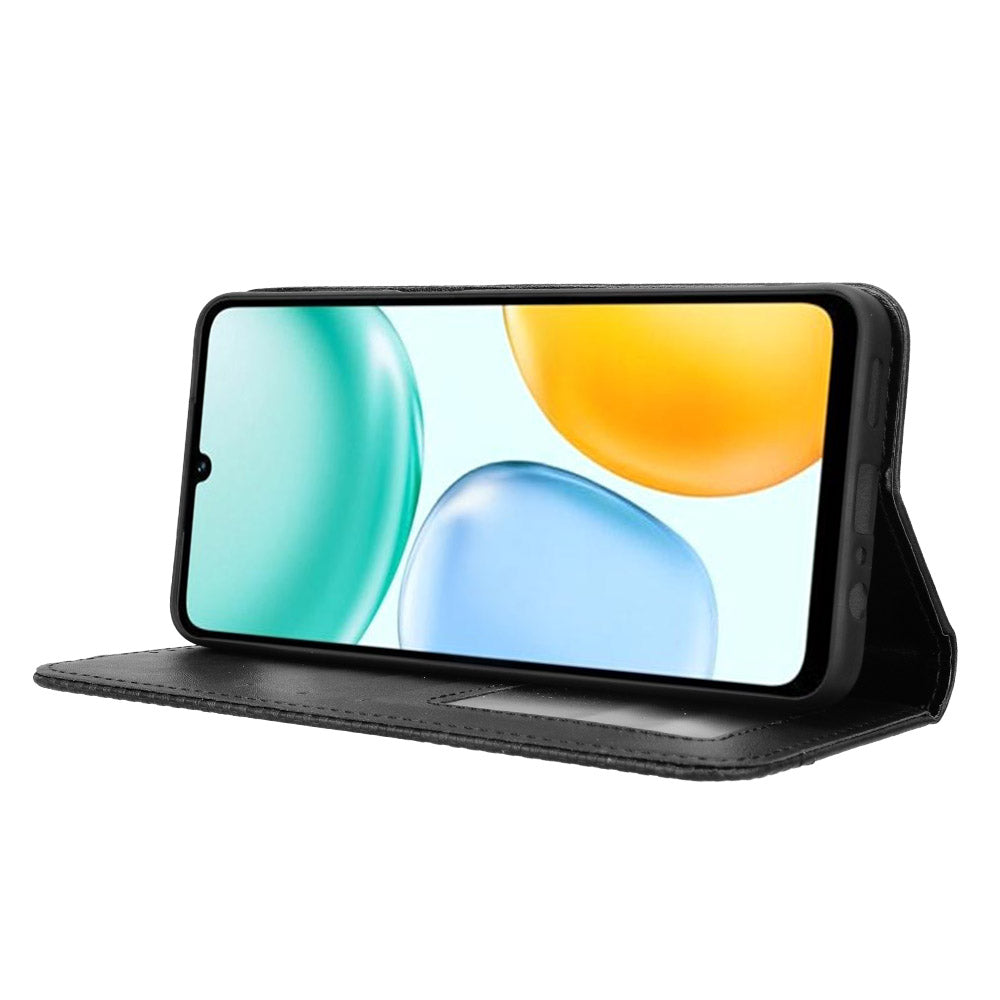 For Honor X5c Plus 4G Leather Case Wallet Stand Retro Texture Phone Cover