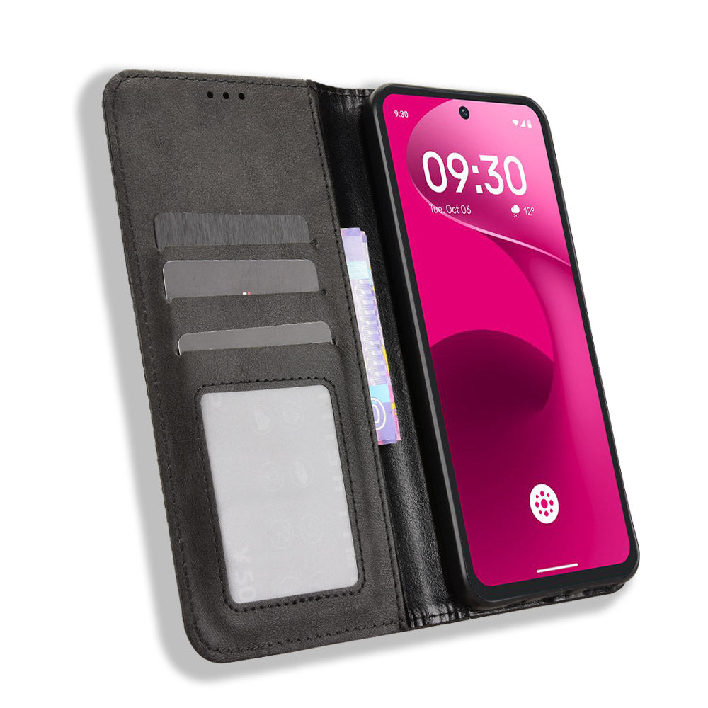 For T-Mobile Revvl 8 Pro Leather Case Wallet Stand Retro Texture Phone Cover