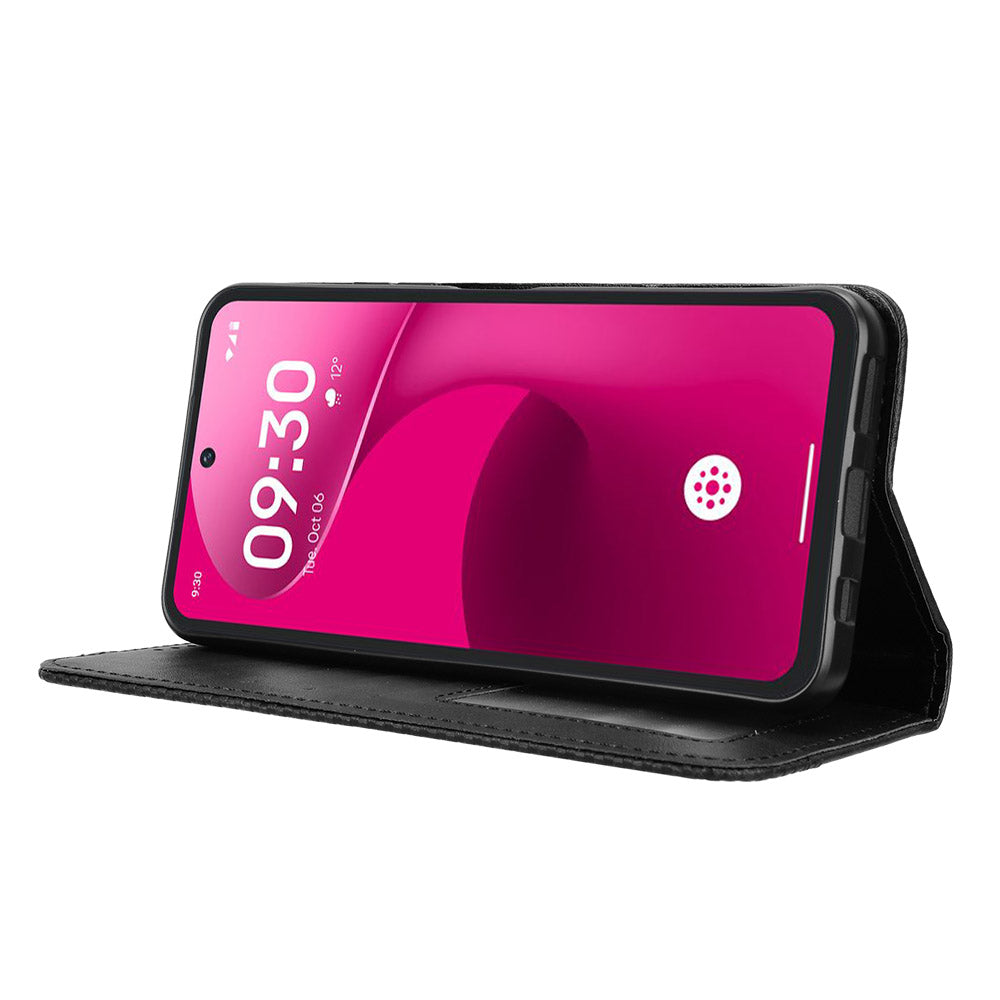 For T-Mobile Revvl 8 Pro Leather Case Wallet Stand Retro Texture Phone Cover