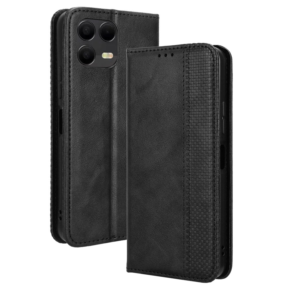 For T-Mobile Revvl 8 Pro Leather Case Wallet Stand Retro Texture Phone Cover