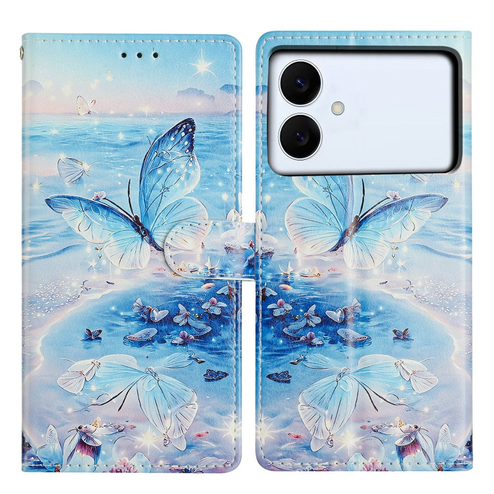 For Samsung Galaxy S26 Edge Case Pattern Printing Wallet Stand Flip Leather Phone Cover with Strap