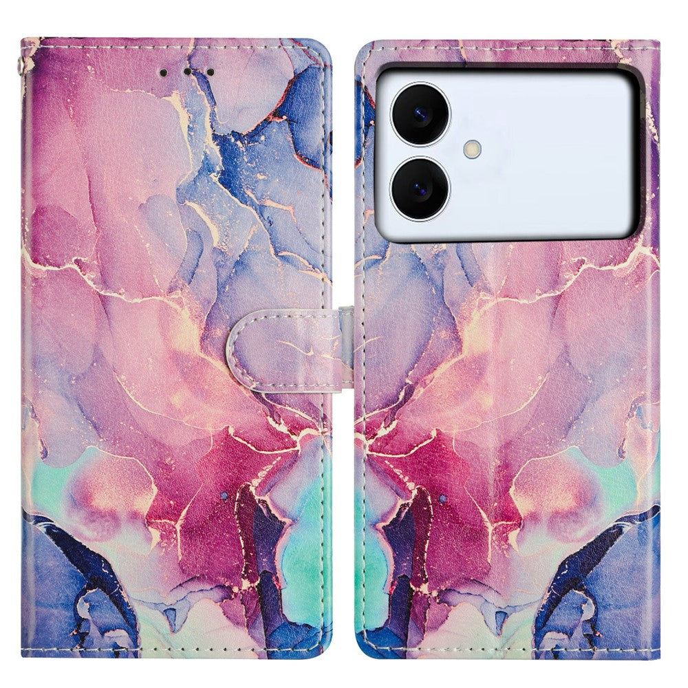 For Samsung Galaxy S26 Edge Case Pattern Printing Wallet Stand Flip Leather Phone Cover with Strap