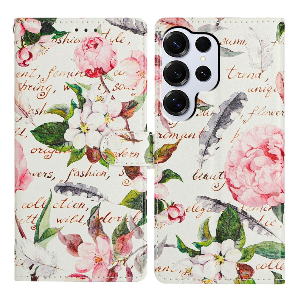 For Samsung Galaxy S26 Ultra Case Pattern Printing Wallet Stand Flip Leather Phone Cover with Strap