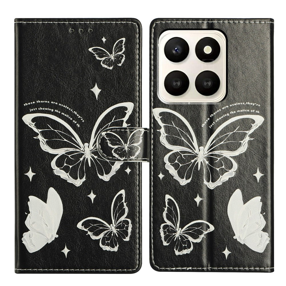 For Honor X7d 5G Case Pattern Printing Wallet Stand Flip Leather Phone Cover with Strap